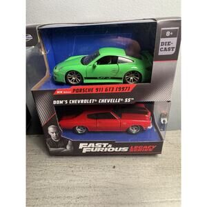 JADA TOYS,Twin Pack - PORSCHE 911 GT3 RS green with CHEVROLET Chevelle red - ...